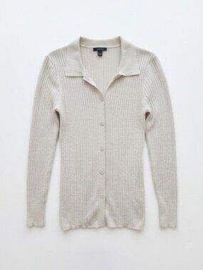 RW&CO. Ribbed Cream Button-Front Cardigan